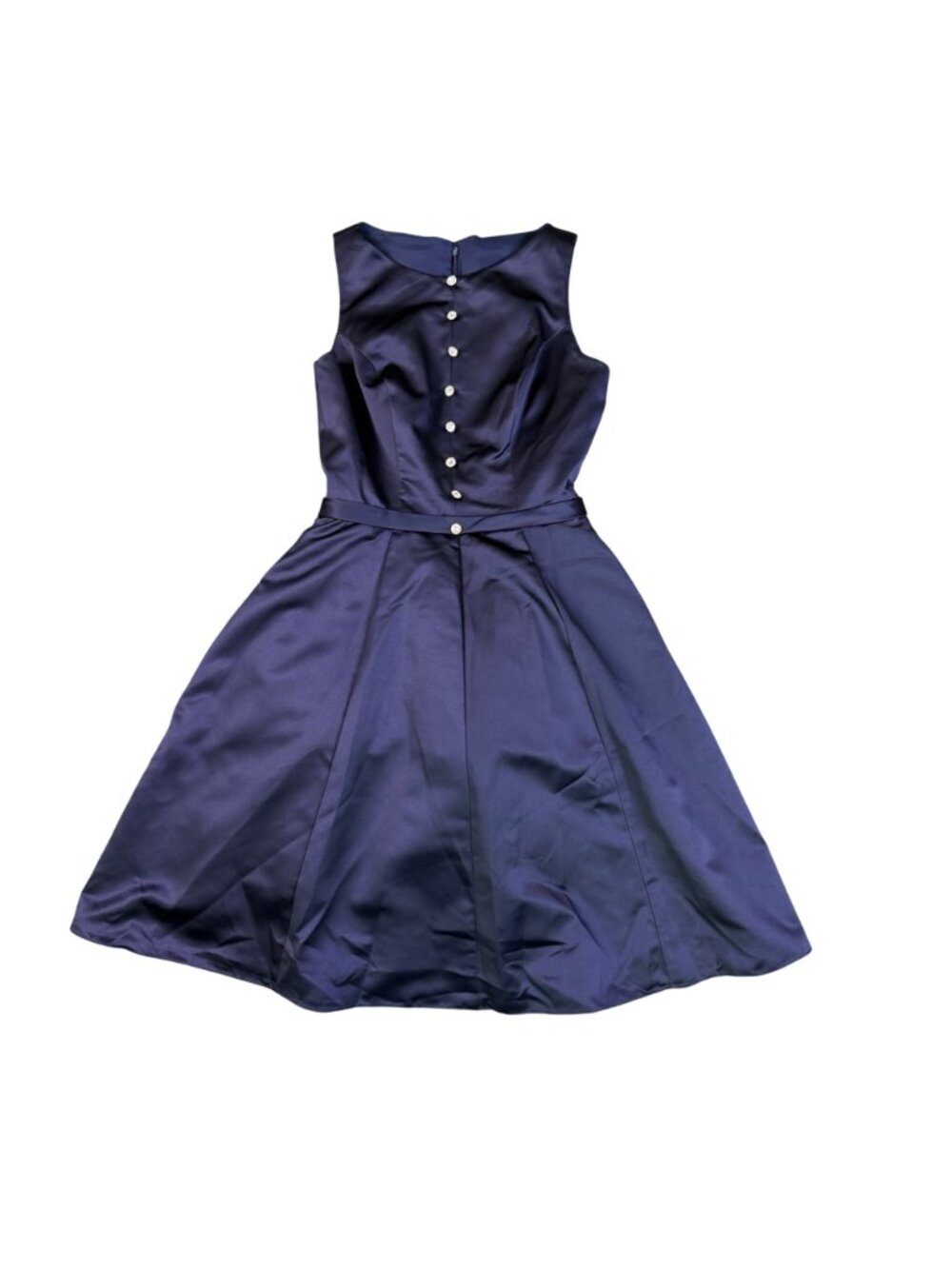 Andrew Adela Womens Midnight Sleeveless Flare Dress With Button Accents Sz 6 - Picture 2 of 5